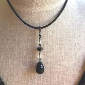 Ralph Lauren Leather 7” Crystal & Black Drop